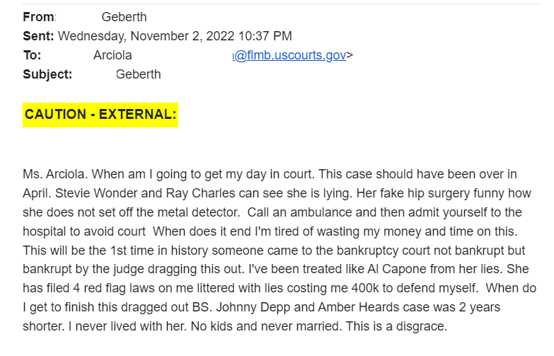 Dan Emails Bankruptcy Judge