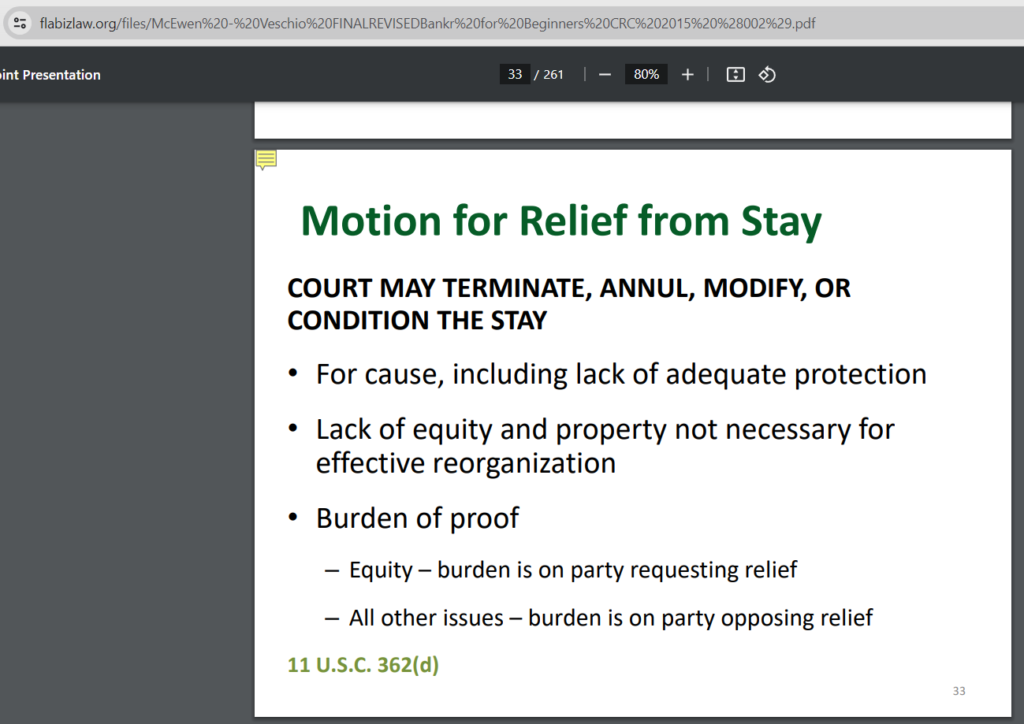 Motion for Relief of Stay